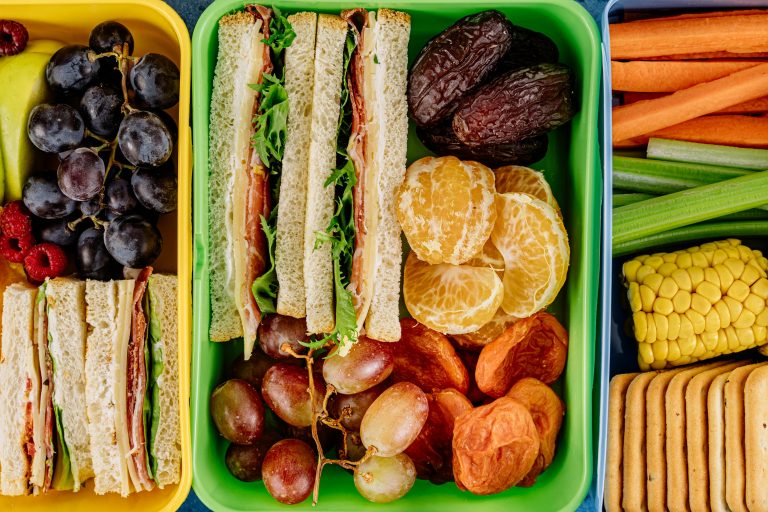 Image of food packed for school. Photo by Antoni Shkraba: https://www.pexels.com/photo/healthy-lunchbox-with-fruits-and-vege-5852329/